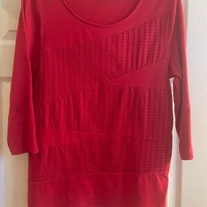 Chico's Red Textured Tunic Top
